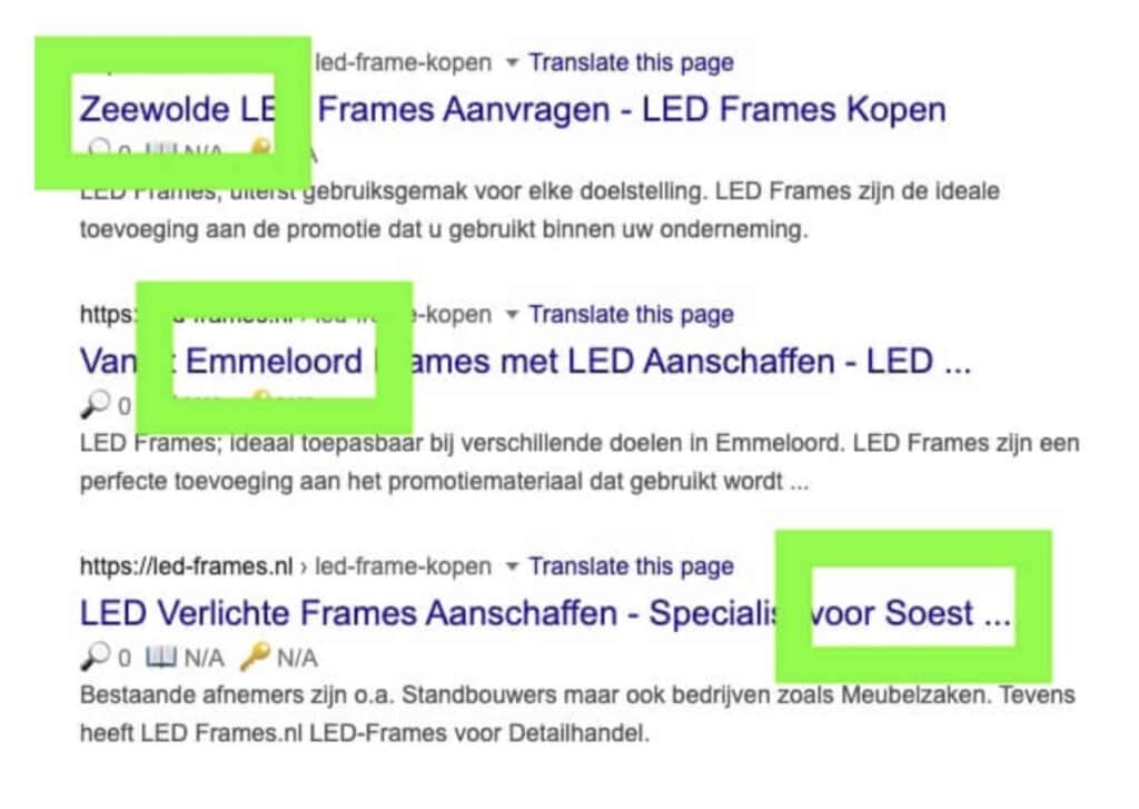 lokale seo led frames